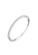 Line Pavé 18K White Gold Ring w. Lab-Grown Diamonds