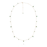 Lang Swinging Chain 18K Rosaguld Halskæde m. Malakit & Perle
