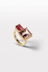 Lustre Ring 14 Ring aus 18K Gold mit Morganit, Tourmalin & Diamant