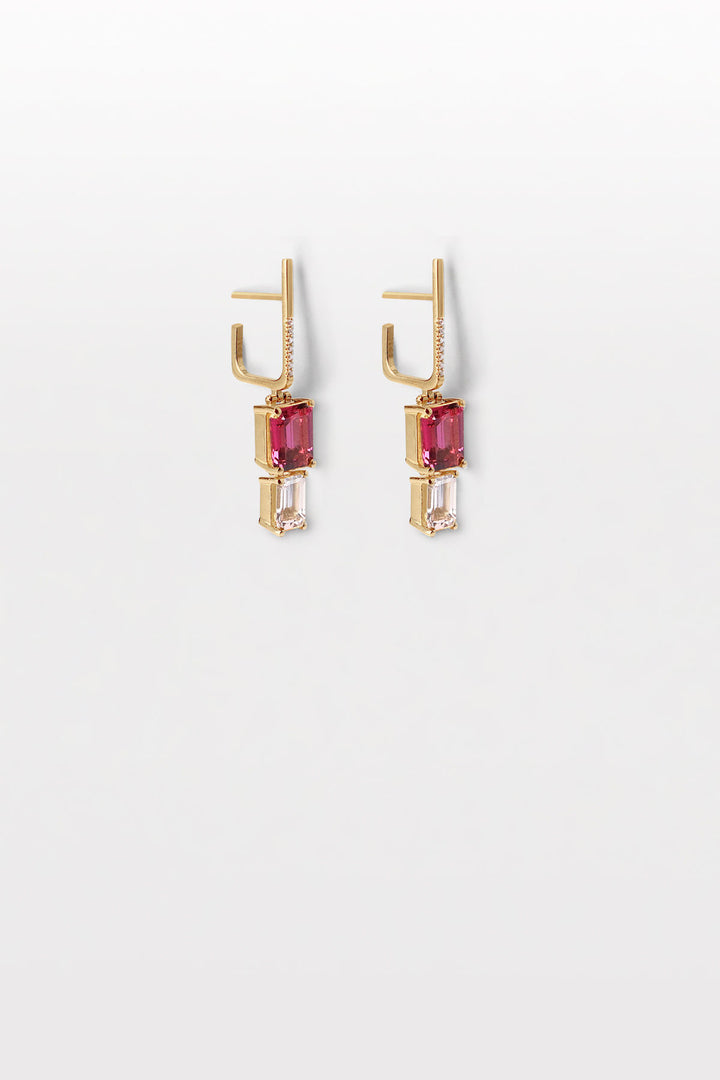 Lustre 19 Ohrringe aus 18K Gold mit Tourmalin, Morganit & Diamant