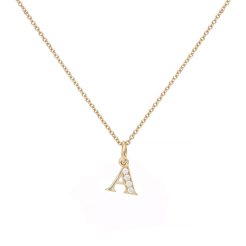 Love Letter A 18K Gold Necklace w. Diamonds