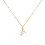 Love Letter F 18K Gold Necklace w. Diamonds