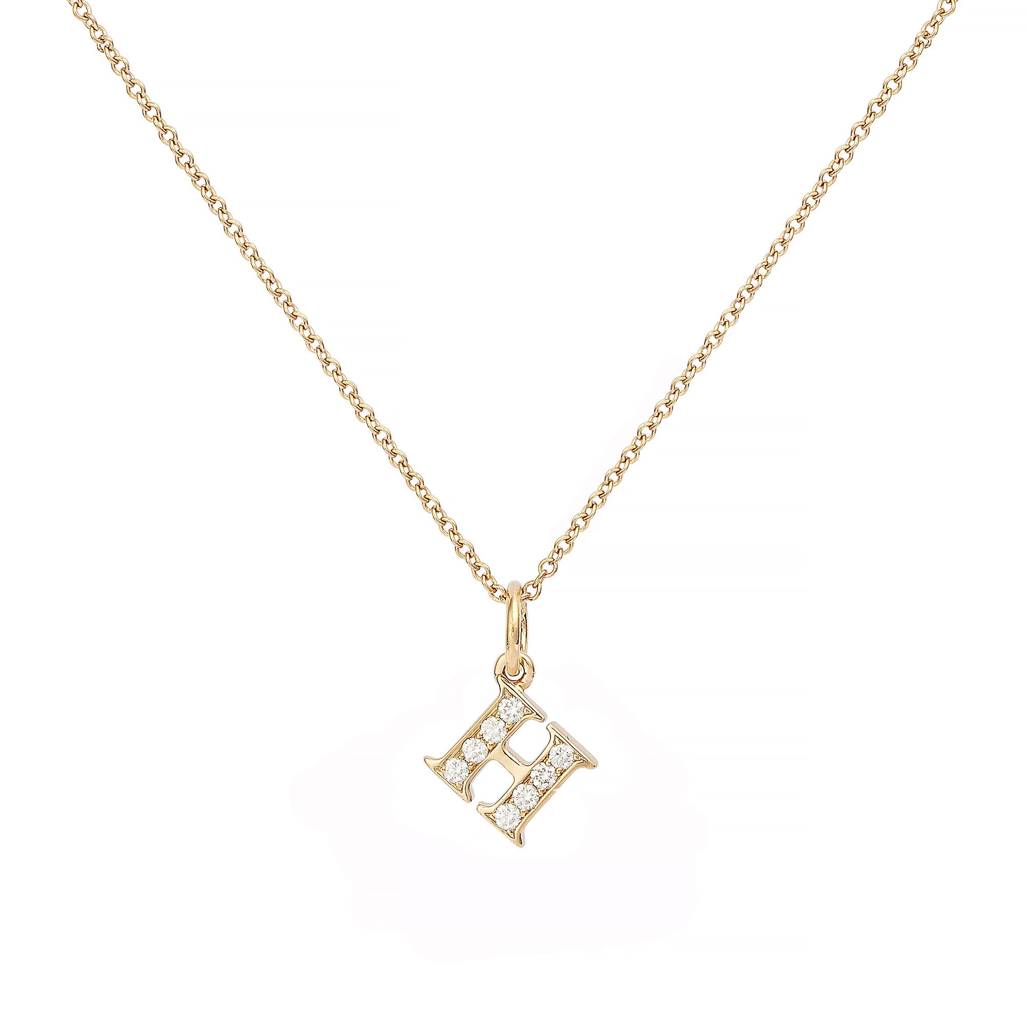 Love Letter H 18K Guld Halskæde m. Diamanter