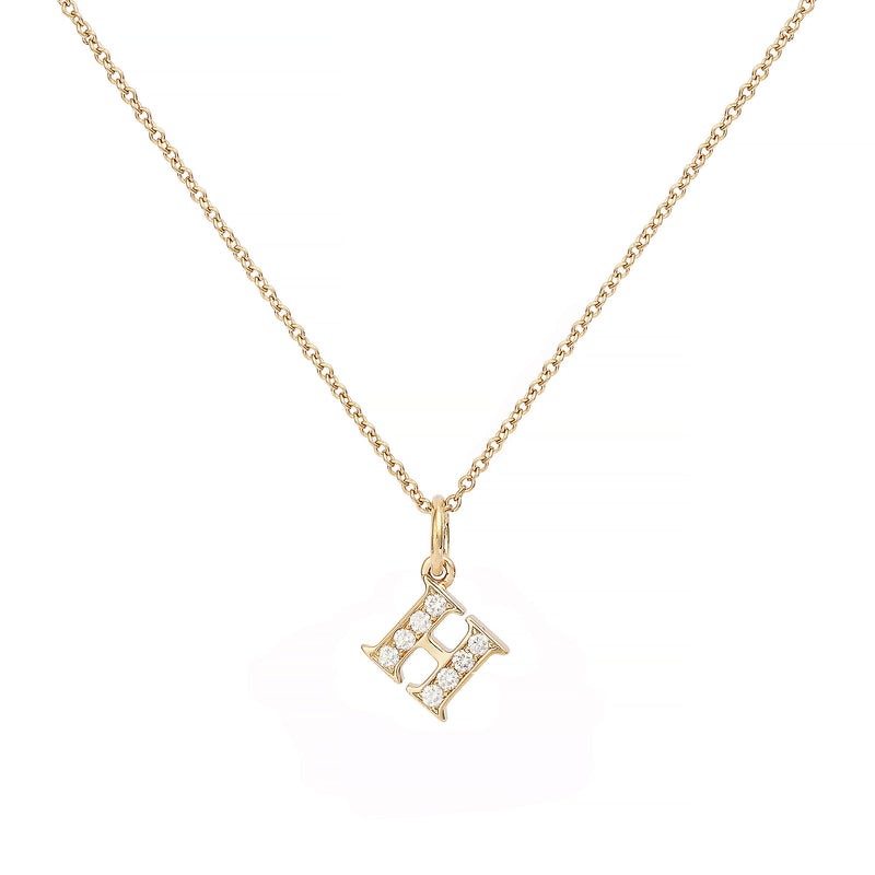 Love Letter H 18K Gold Necklace w. Diamonds