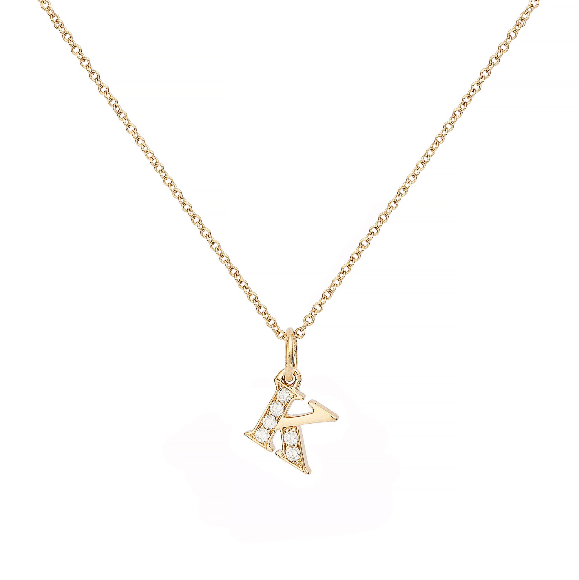 Love Letter K 18K Guld Halskæde m. Diamanter