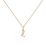 Love Letter L 18K Gold Necklace w. Diamonds