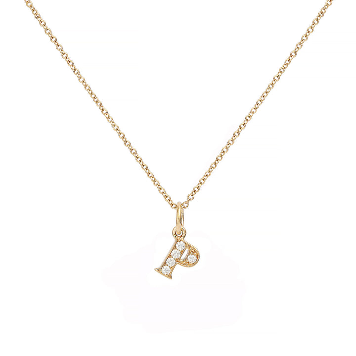 Love Letter P 18K Gold Necklace w. Diamonds