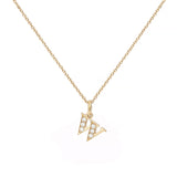 Love Letter W 18K Gold Necklace w. Diamonds