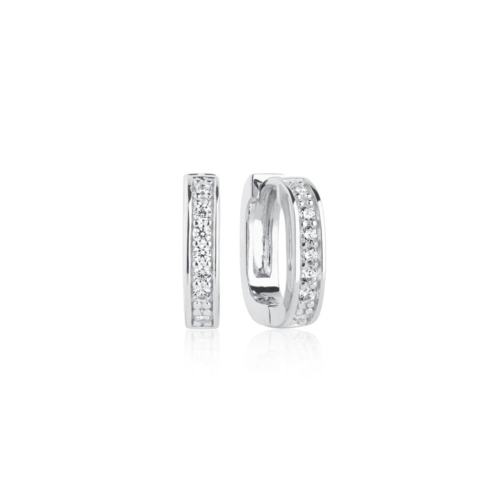 Matera Piccolo Silver Hoops w. White Zirconias