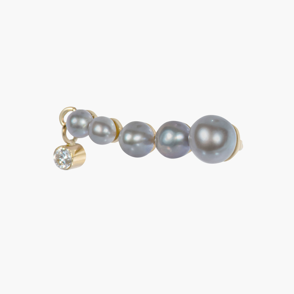 Maya 02 9K Gold Earcrawler w. Diamond & Pearls