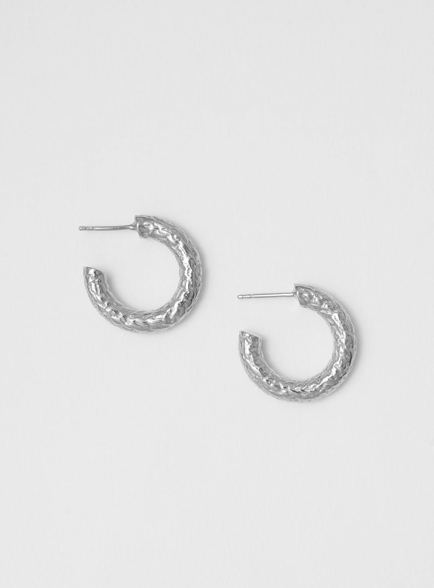 Medium Strucutured Silver Hoops