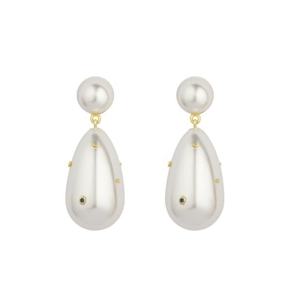 Drop Stars White Gold Plated Earrings