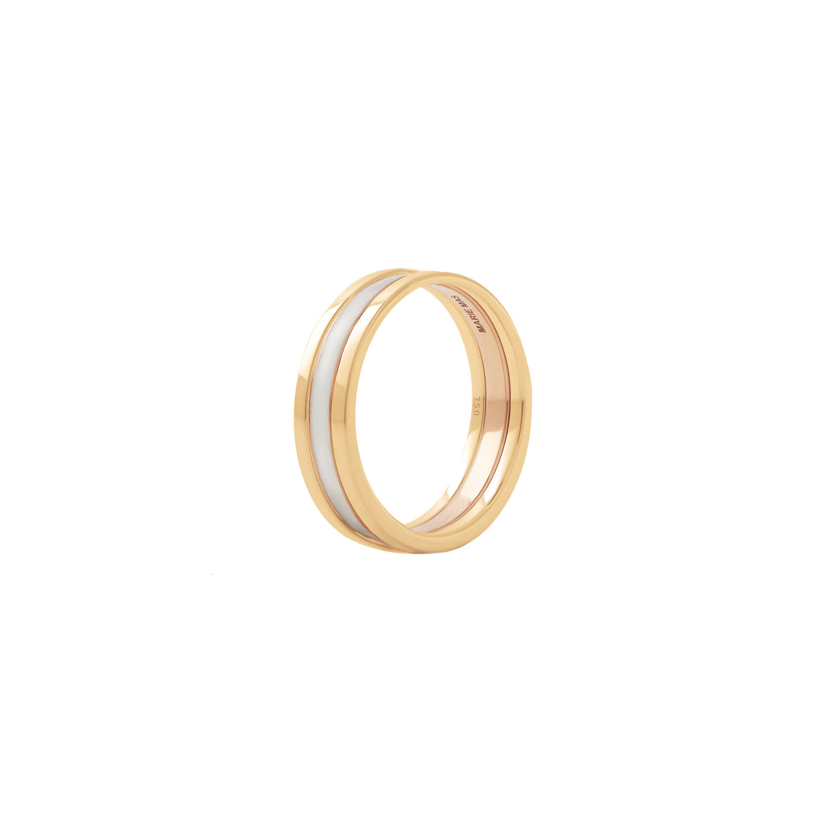 Unisex We 18K Gold & Rosegold Ring w. White Lacquer