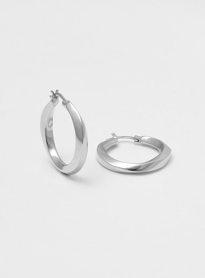 Medium Swirl Silver Hoops