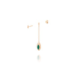 Short Swinging 18K Rosegold Earrings w. Malachite & Pearl