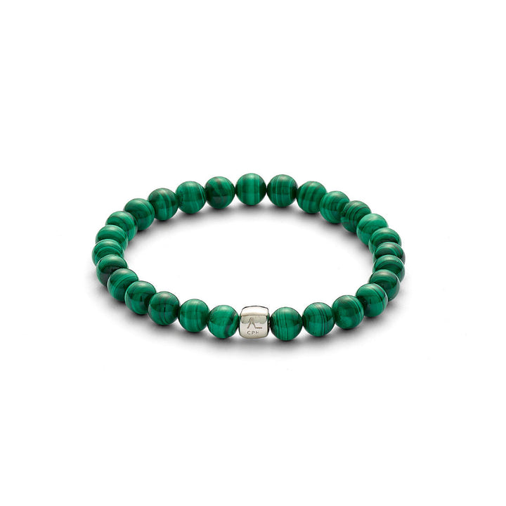 ColorUp (6mm) sølv Armbånd m. Malakit