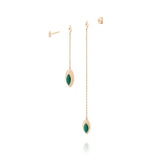 Doppelte Swinging Kette Ohrringe aus 18K Gold I Malachit & Perle