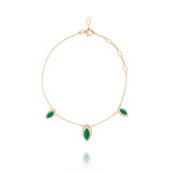 Swinging Chain 18K Rosegold Bracelet w. Malachite & Pearl