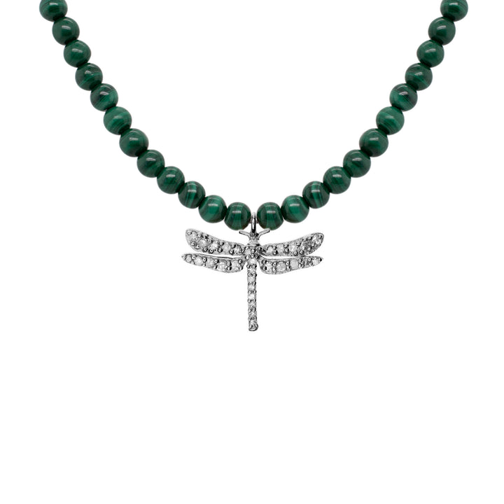 Dragonfly oxidierte Halskette aus Silber I Malachit & Diamant