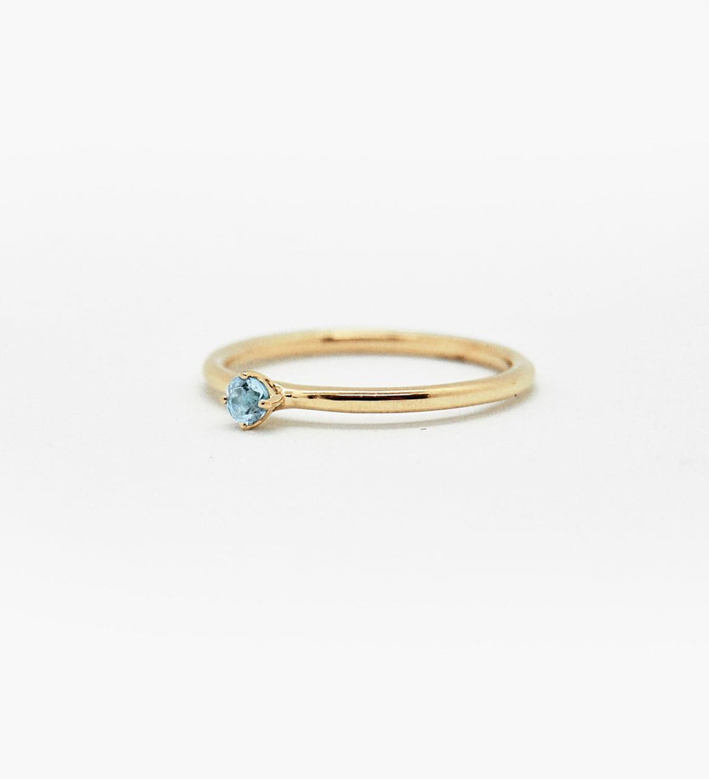 Malene 2.5 Blue 14K Gold Ring w. Aquamarine