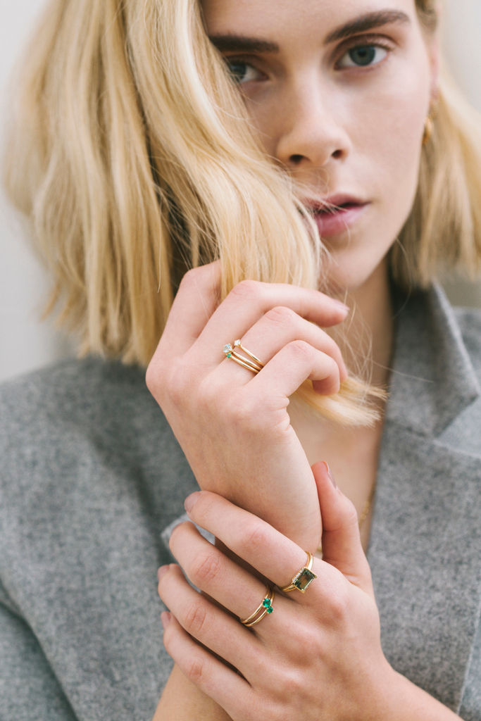 Malene 3.5 Blå 14K Guld Ring m. Akvamarin