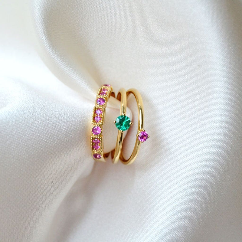 Malene 2.5 Pink 14K Gold Ring w. Sapphire