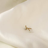 Twisted Pearl 18K Gold Stud w. Diamond & Pearl