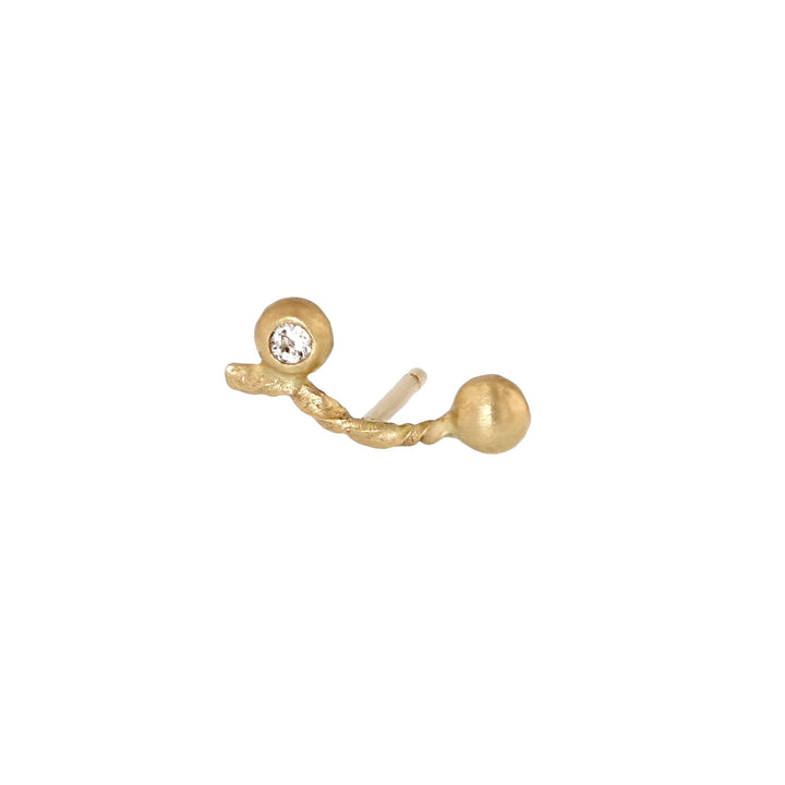 Twisted 18K Gold Stud w. Sapphire