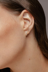 Medium Line 18K Gold Hoops w. Lab-Grown Diamonds