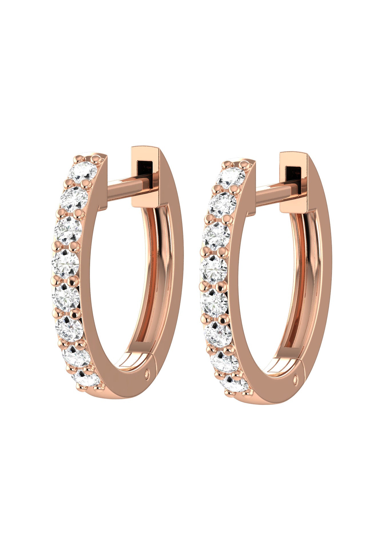 Hoops with White Diamonds and Rose Gold Annulets