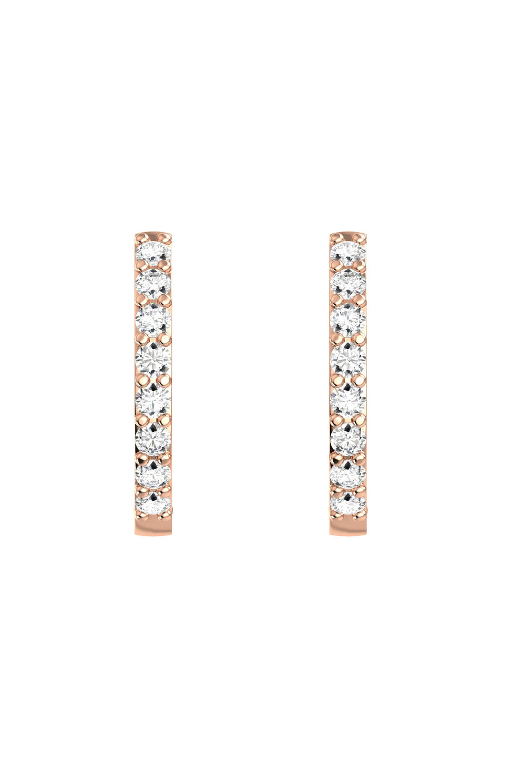Medium Line 18K Rose Gold Hoops w. Lab-Grown Diamonds
