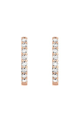 Medium Line 18K Rose Gold Hoops w. Lab-Grown Diamonds