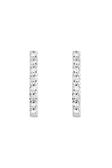 Medium Line 18K White Gold Hoops w. Lab-Grown Diamonds