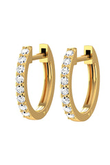 Medium Line 18K Gold Hoops w. Lab-Grown Diamonds