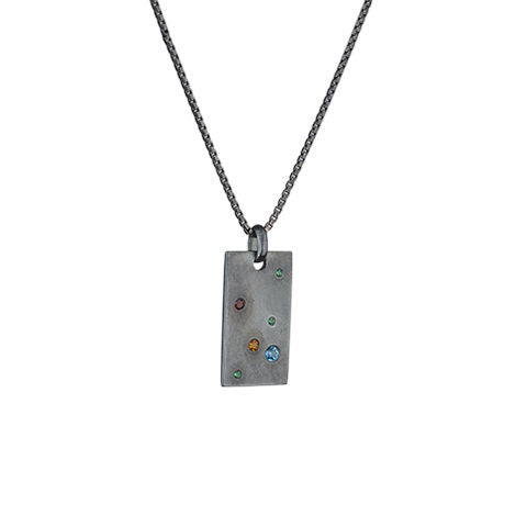 Midnight Signet Silver Necklace w. Zirconias