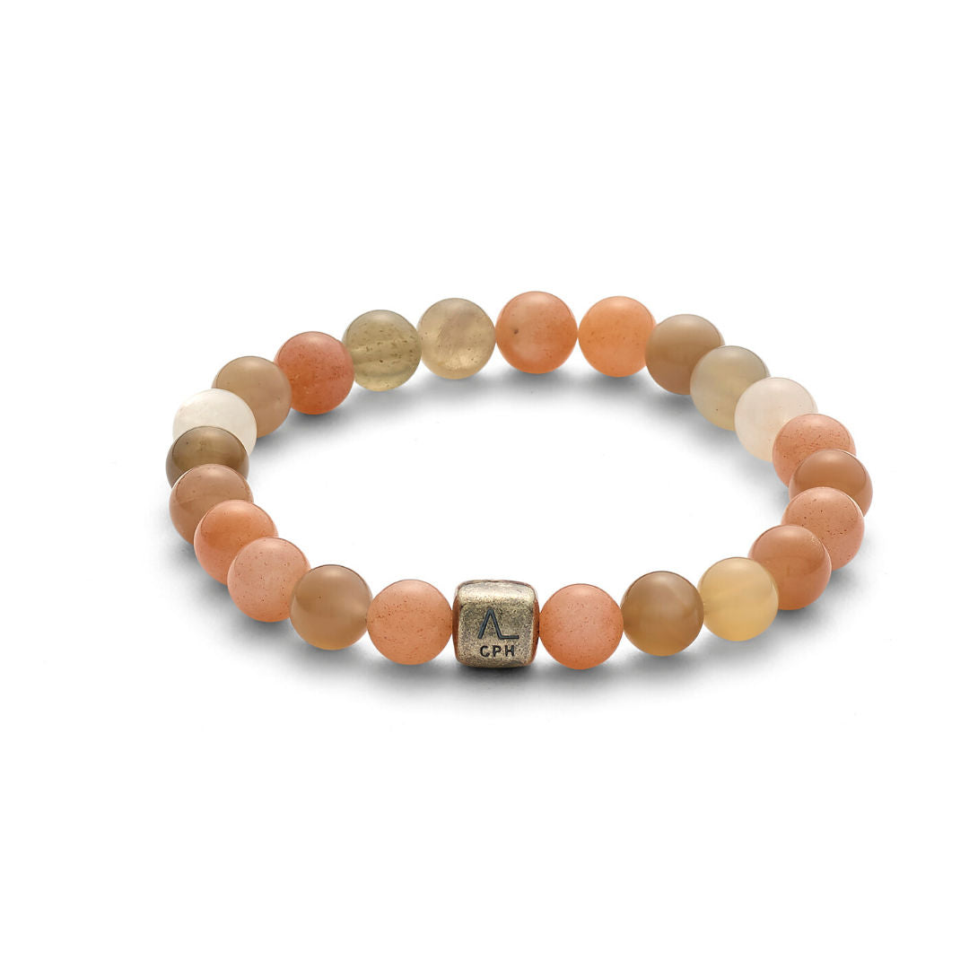 ColorUp (8mm) sølv Armbånd m. Månesten