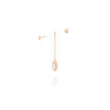 Short Swinging 18K Rosegold Earrings w. Malachite & Pearl