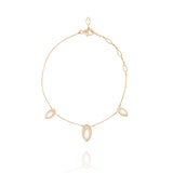 Swinging Chain 18K Rosegold Bracelet w. Malachite & Pearl