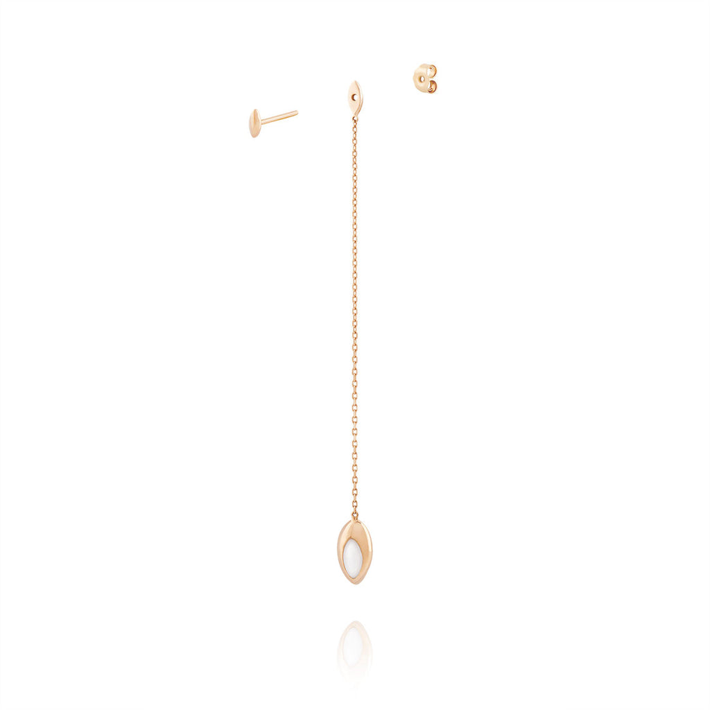Lange Swinging Kette Ohrringe aus 18K Gold I Malachit & Perle