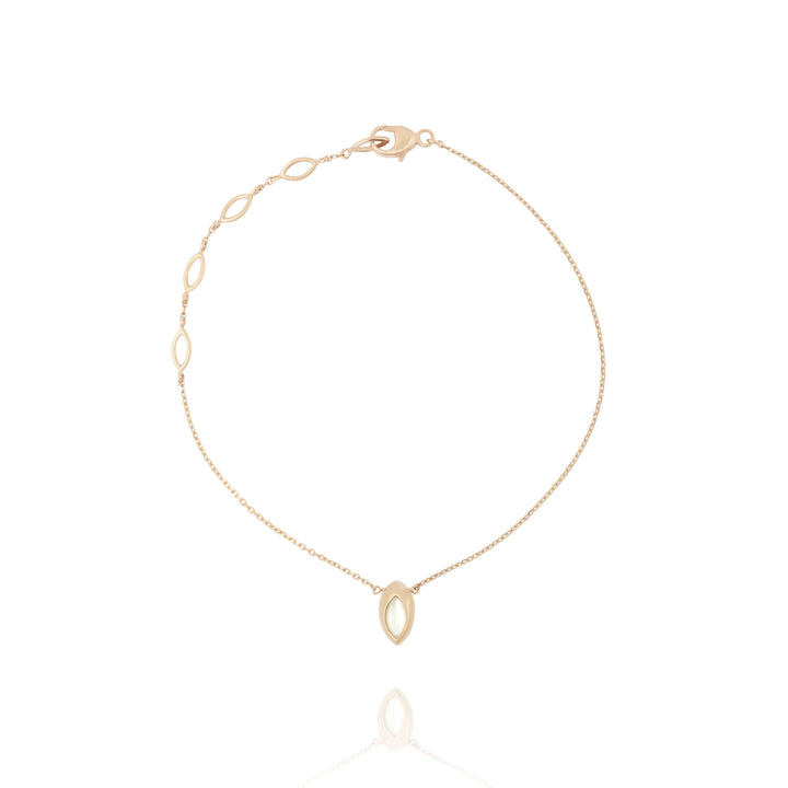 Swinging Pendant 18K Rosegold Bracelet w. Malachite & Pearl