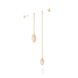 Doppelte Swinging Kette Ohrringe aus 18K Gold I Malachit & Perle