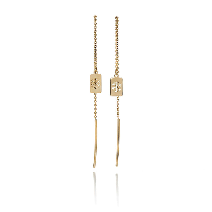 Snowflake Square 14K Gold Earrings