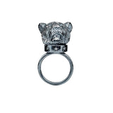 The big Tiger Silver Ring w. Diamonds