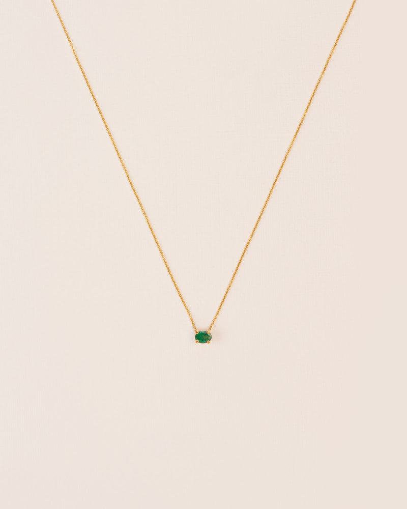 18K Gold Necklace w. Emerald