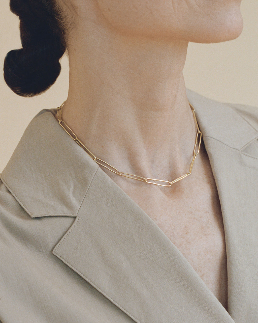 Hammered link chain 18K Gold Necklace