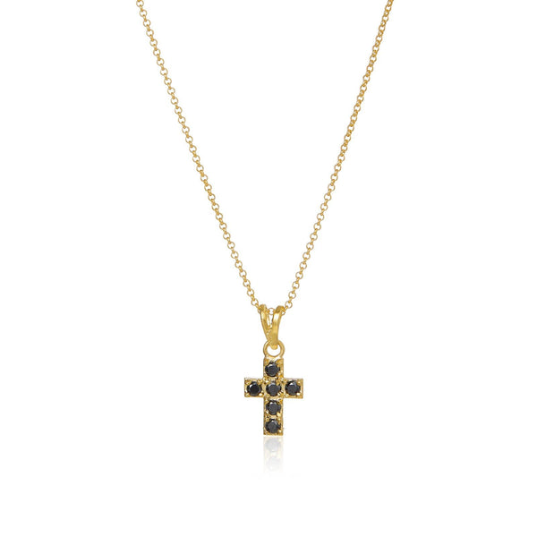 Cross 18K Gold Plated Necklace w. Spinel