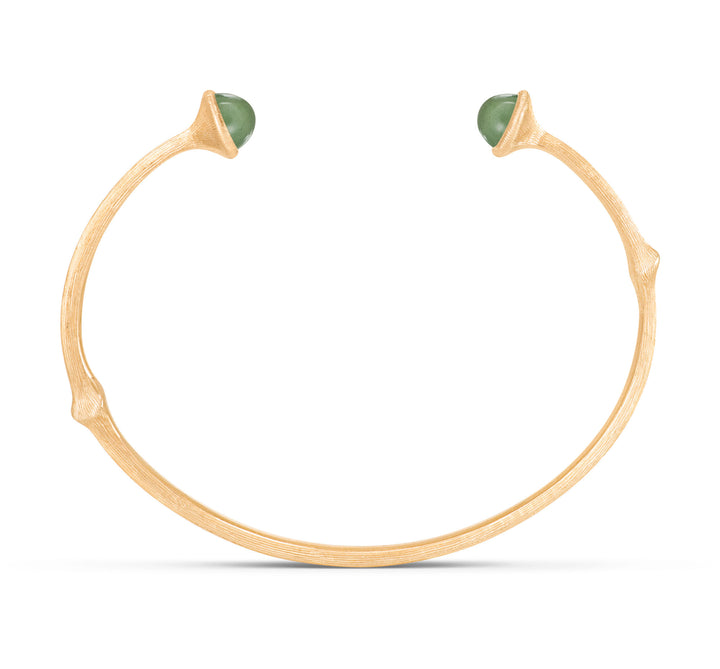 Nature 18K Gold Bangle w. Serpentine