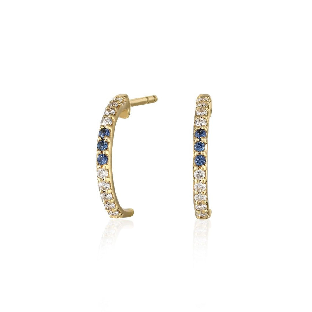 Nina 18K Guld Øreringe m. Safirer & Diamanter