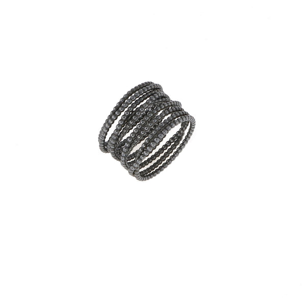 Black Champagne Silver Ring