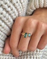 Nord Green S Turned 18K Gold Ring w. Tourmaline & Diamond